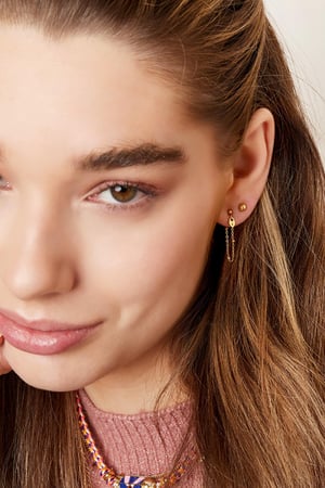 Earrings key lock Gold Color Stainless Steel h5 Picture3